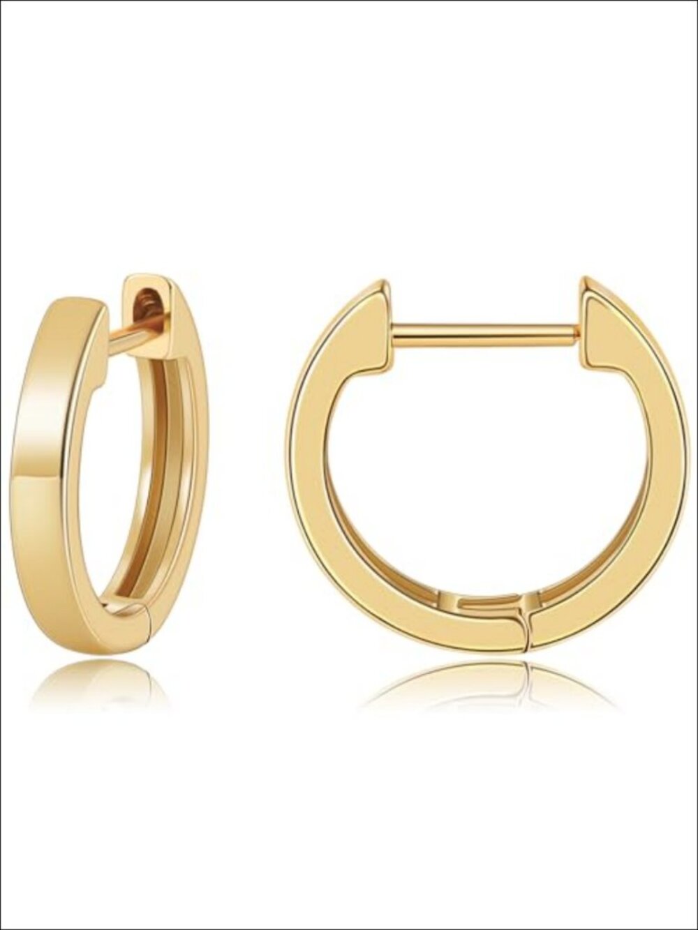 14K Gold Plated Small Huggie Hoop Earrings Hypoallergenic Lightweight Women